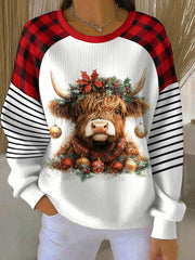 Women's Christmas Highland Printed Sweatshirt