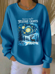Women's Christmas Night Scene Printed Casual Sweatshirt
