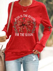 Women's Jesus Is The Reason For The Season Christmas Casual Sweatshirt