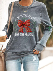 Women's Jesus Is The Reason For The Season Christmas Casual Sweatshirt