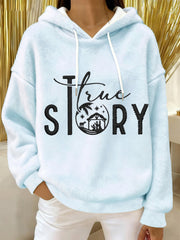 Women's True Story The Greatest Gift Of All Jesus Nativity Christian Christmas Casual Flannel Hoodie