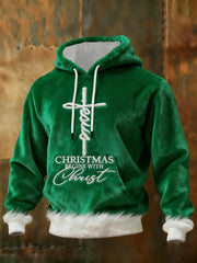 Men's Men's Christmas Begins With Christ Cozy Flannel Hoodie