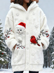 Women's Cute Christmas Cat Pattern Warm Cardigan Sweater