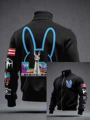 Men's Bunny Football Music Lover Printed Coat