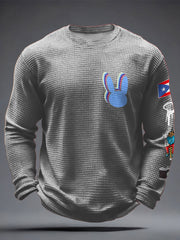Men's Bunny Football Music Lover Printed Waffle Tops