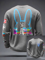 Men's Bunny Football Music Lover Printed Waffle Tops