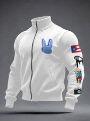 Men's Bunny Football Music Lover Printed Coat