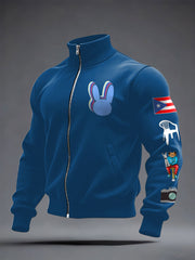 Men's Bunny Football Music Lover Printed Coat