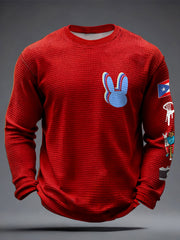 Men's Bunny Football Music Lover Printed Waffle Tops