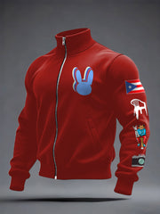 Men's Bunny Football Music Lover Printed Coat