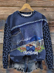 Women's Kentucky Christmas Print Patchwork Sweatshirt