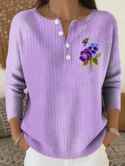 Women‘s Casual Purple Floral long-sleeve cardigan