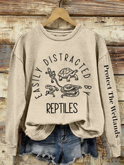 Women's Easily Distracted by Reptiles Print Sweatshirt