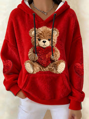 Women's Valentine's Day Teddy Bear Fleece Hoodies