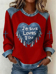 Women's Love Cross Print Casual Top