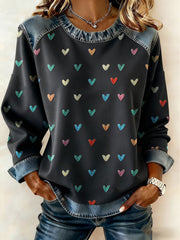 Women's Heart Print Casual Top