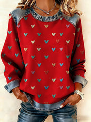 Women's Heart Print Casual Top