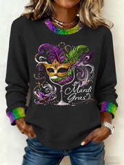 Women's Mardi Gras Print Casual Sweatshirt