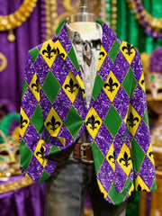 Men's Mardi Gras Fleur De Lis Print Suit