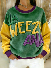 Women's Mardi Gras Art Flannel Sweatshirt