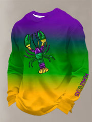 Men's Mardi Gras Crawfish Print Waffle Sweatshirt
