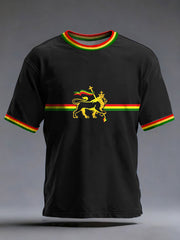Men's Reggae Music Inspired Lion Print T-Shirt