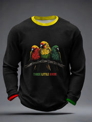Men's Reggae Music Three Little Birds Print Waffle Long-Sleeve T-Shirt