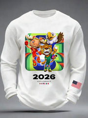 Men's World Cup USA Mascot 2026 Waffle Long Sleeve T-Shirt