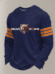 Men's Bear Down Football Fans Gameday Casual Waffle Long Sleeve T-Shirt