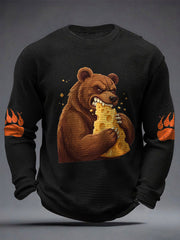 Men's Bears Eating Cheese Football Lover Printed Waffle Tops