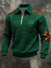 Men's St. Patrick's Day Shamrock Art Zip-Up Hoodie