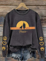 Women's Walk For Peace Monks With Aloka Dog Printed Sweatshirt