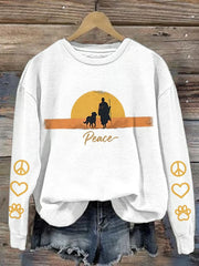 Women's Walk For Peace Monks With Aloka Dog Printed Sweatshirt