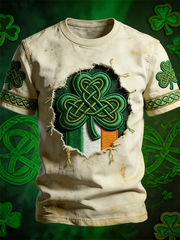 Men's St. Patrick's Day Shamrock Print Short Sleeves T-shirt