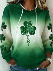 Women's St. Patrick's Day Print Large-sized Hooded Sweatshirt