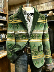 Men's St. Patrick's Day Print Casual Lapel Suit