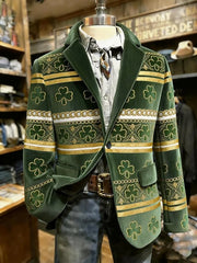 Men's St. Patrick's Day Print Casual Lapel Suit