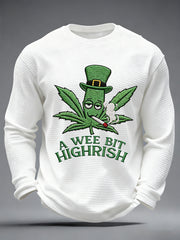 Men's Funny St Patrick Day A Wee Bit Highrish Waffle Long Sleeve T-Shirt