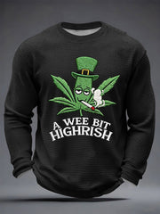 Men's Funny St Patrick Day A Wee Bit Highrish Waffle Long Sleeve T-Shirt
