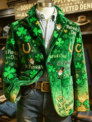 Men's St. Patrick's Day Print Casual Lapel Suit