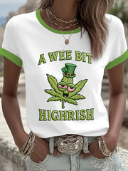 Women's Funny St Patrick Day A Wee Bit Highrish Short Sleeve T-shirt