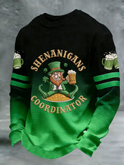 Men's Funny St. Patrick's Day Shenanigans Coordinator Casual Waffle Sweatshirt