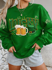 Women's St. Patrick's Day Funny Beer Lucky Shamrock Sweatshirt