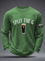 Men's St. Patrick's Day Split the G Printed Waffle Long Sleeve T-Shirt