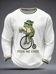 Men's Funny St Patrick’s Day Irish Frog Feck Me Liver Waffle Long Sleeve T-Shirt