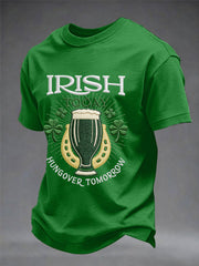 Men's Funny St. Patrick's Day Irish Today Hungover Tomorrow Print Casual Tee