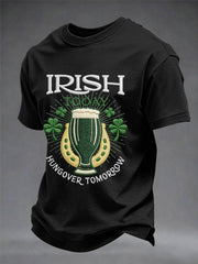 Men's Funny St. Patrick's Day Irish Today Hungover Tomorrow Print Casual Tee