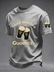 Men's St. Patrick's Day Good Time For A Guinness Print Casual Tee