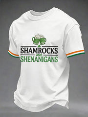Men's Funny St. Patrick's Day Shamrocks And Shenanigans Print Casual Tee