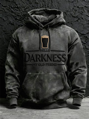 Men's Hello Darkness My Old Friend Print Hoodie with Pocket